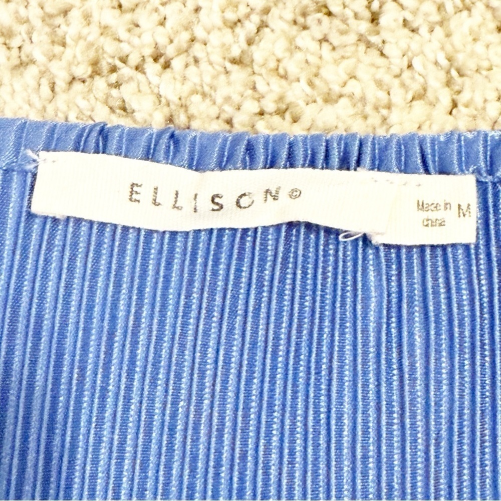 Ellison Blue Wrap Fitted 3/4 Sleeve Blouse - Picture 8 of 11